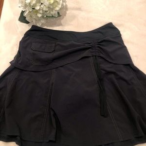 Athleta Black A-line Layered Skirt Skort with Drawstring, Size 8